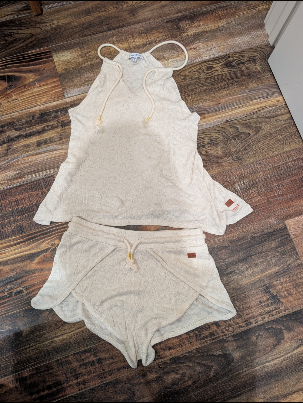 Peace Love World Cream Knit Lounge Set